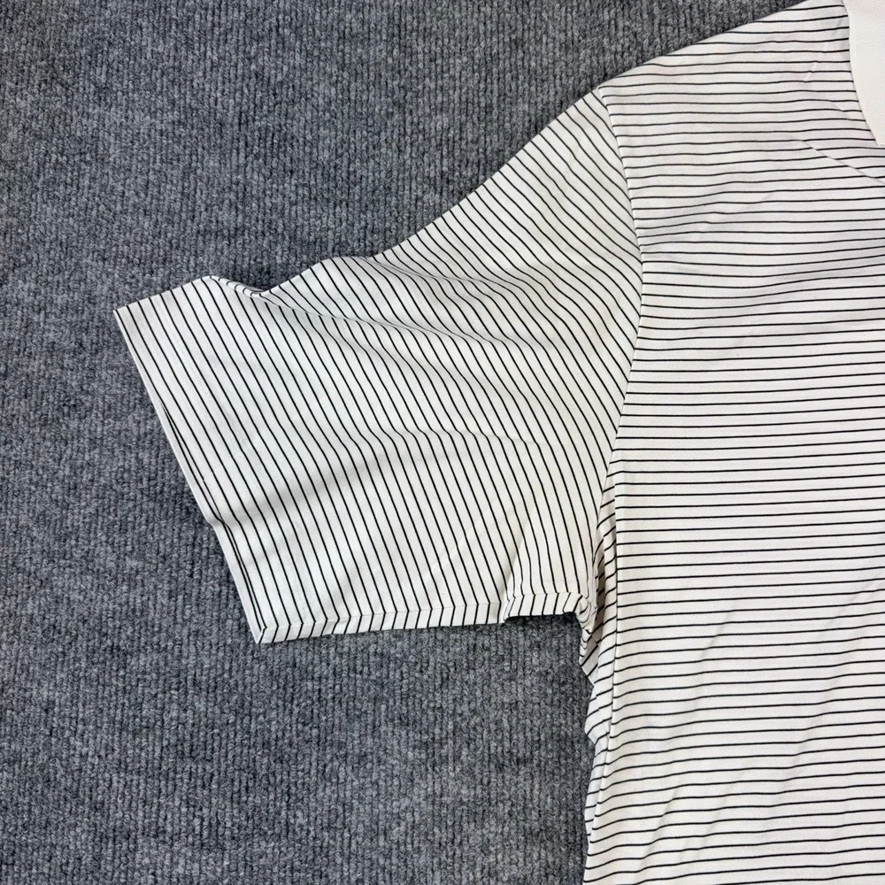 Polo Ralph Lauren Polo Shirt Mens Large White Striped Pima Cotton Golf Casual